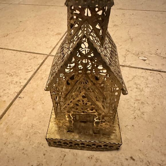 Cutout Brass Shaped Cathedral Church Votive Candle holder Christmas Decoration - Picture 8 of 13